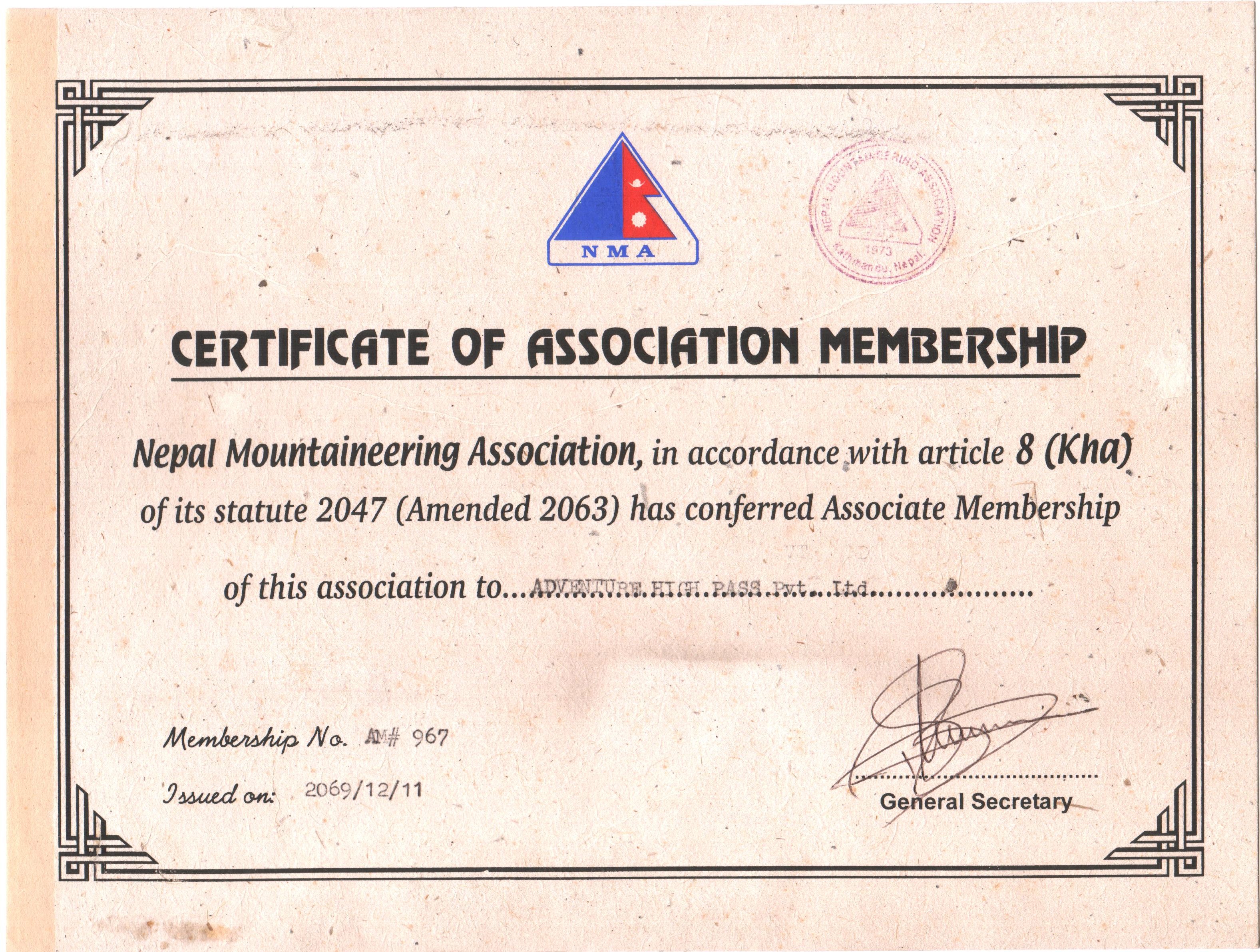 Membership of NMA